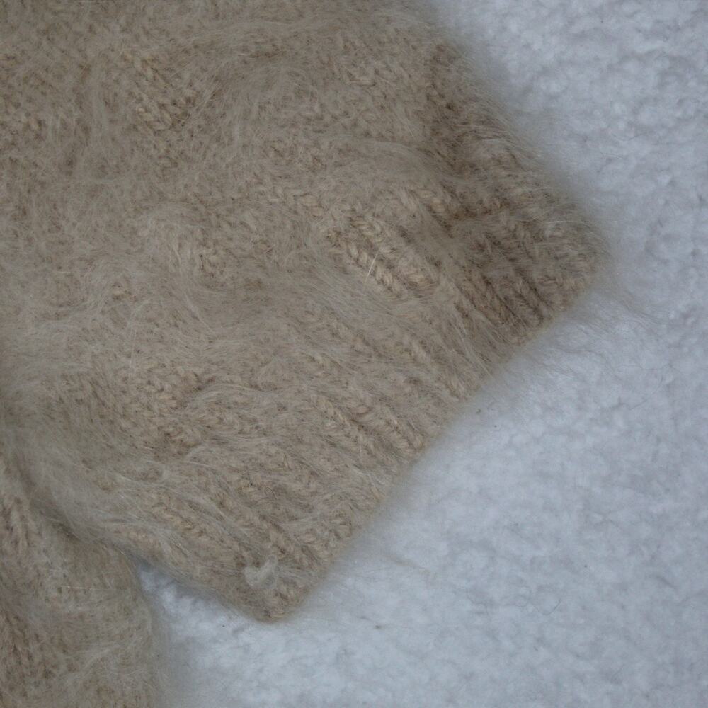 Michael Kors 80% Angora Sweater Women Medium Tan Nude Fuzzy Luxury Soft Designer - Picture 6 of 11